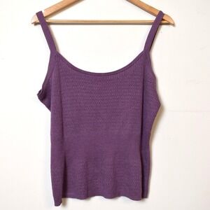 Preview Collection Linen Cotton Pointelle Knit Tank Top Purple Size L